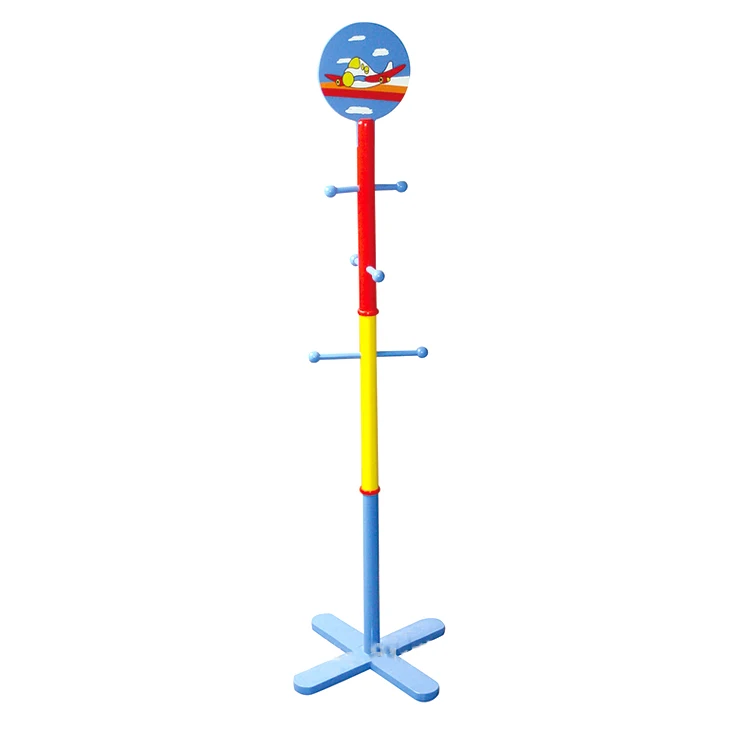 High quality wooden kids cartoon coat hanger rack stand