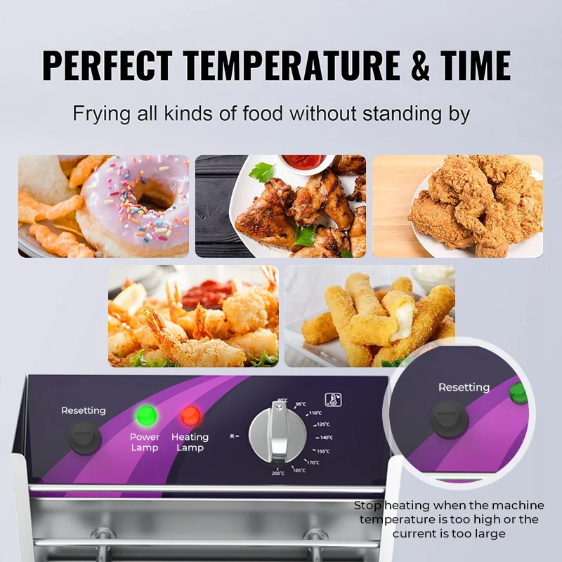 Commercial 2500w Fryer Industrial Potato Chips Fryer Machine Double Tank Fryer Insulation Popcorn Electric Fry Frier