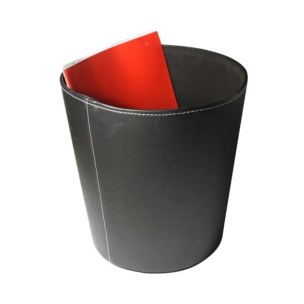 LG7137 Classic Leather  custom printing Waste Paper Basket, Storage Bin for Kitchen, Office and High Class Hotel Trash Cans