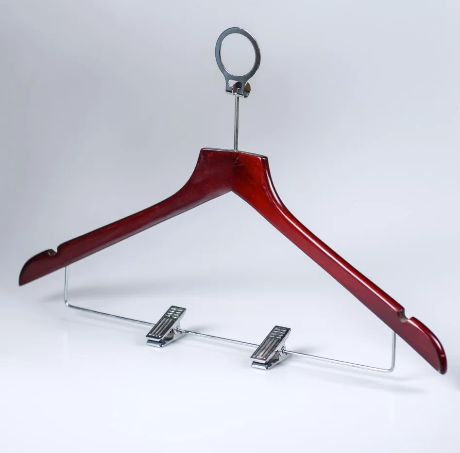 Suit Hanger Anti theft  Natural Maple Wooden Hotel Hangers for Star Hotel