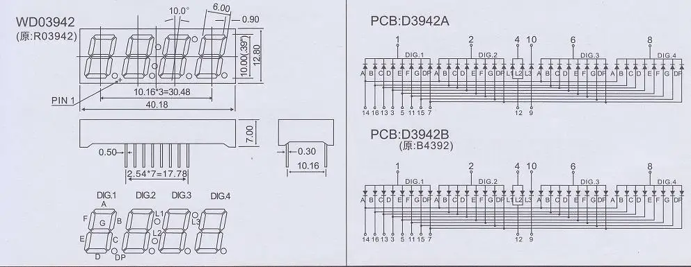 Super Red 0.39 inch seven segment led display 4 digits