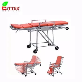 Hospital Emergency Medical Ambulance Stretcher Folding With Wheels