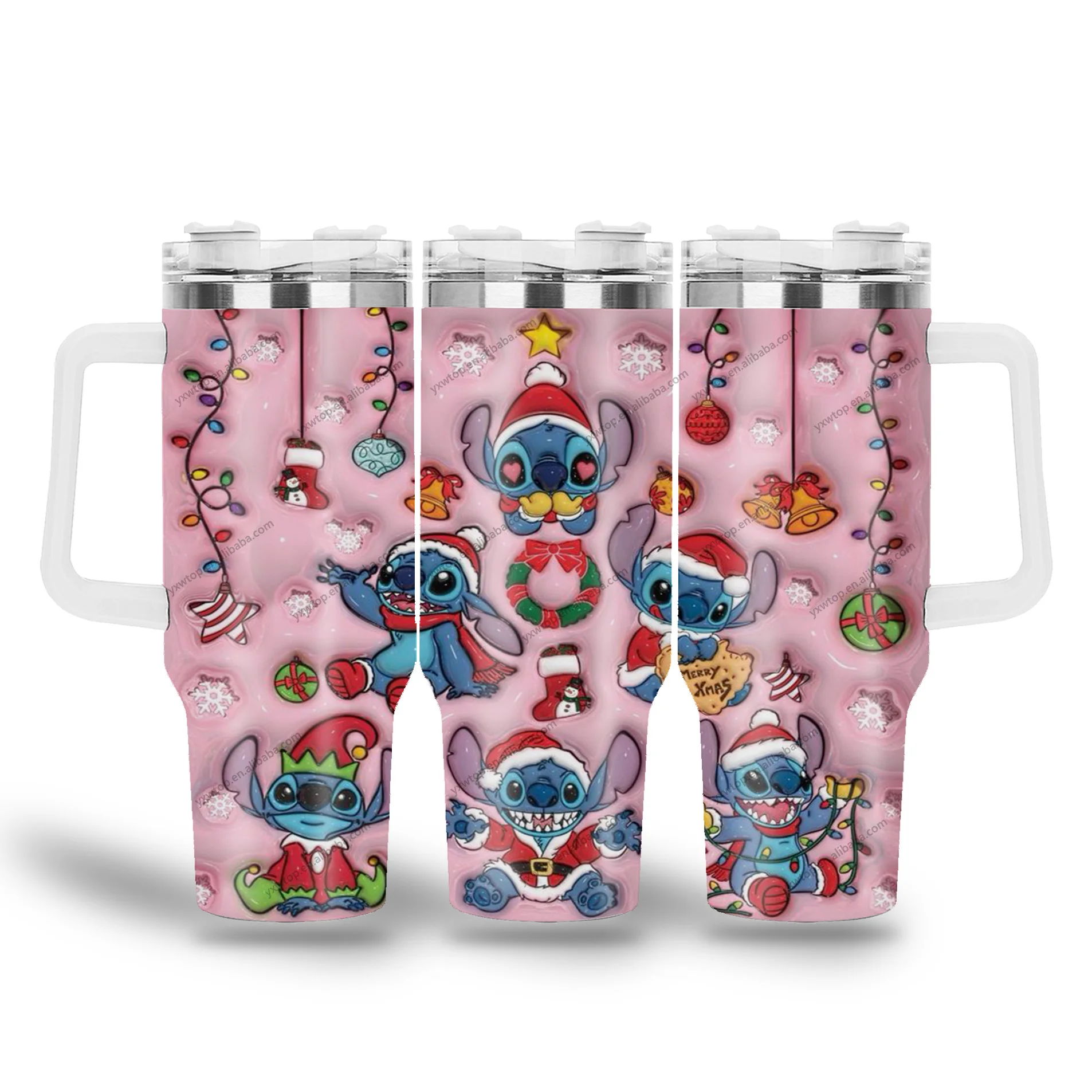 custom 3d Grinh Christmas Cartoon Green Friends Mode On Dancing Stainless Steel 40oz Vacuum Insulated Tumbler iced Coffee Cup
