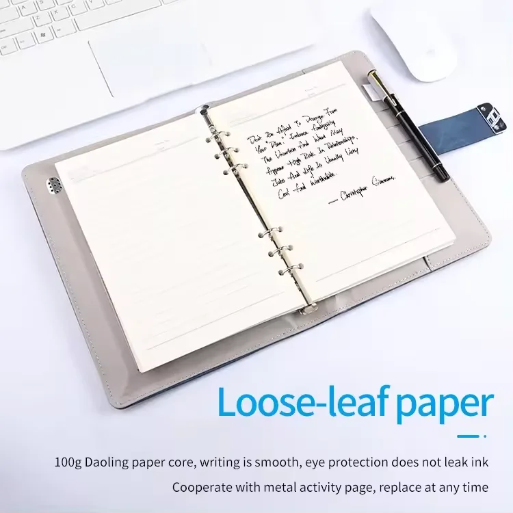 LCD video display power bank notebook diary agenda business gift wireless notebook with USB