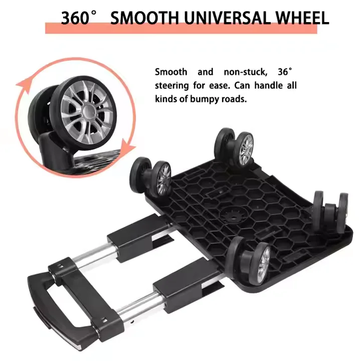 4 Wheels Folding Compact Lightweight Luggage Cart Travel Trolley for Bags