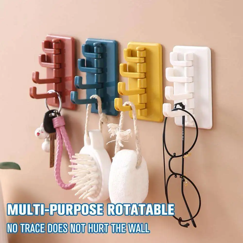 Kitchen Bathroom plastic Strong adhesive Hook Storage multi functional Hanger Wall mounted 4 Hooks