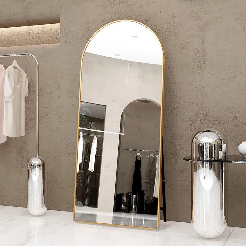 Large arched full body mirror aluminum alloy arch special fitting mirror in clothing store espejo spiegel