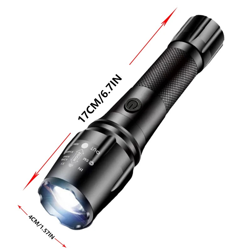 Hot Sale Outdoor Lighting Telescopic Zoomable Rechargeable High Power Portable White Laser LED Torch Light Tactical Flashlight