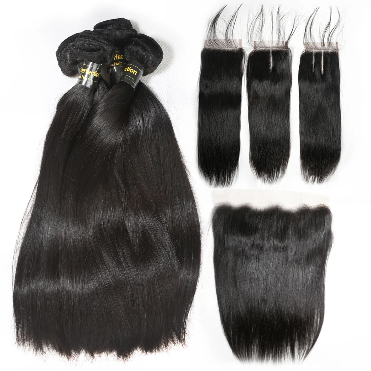 JP Free sample top quality brazilian virgin hair 3 bundles with closure,  wholesale  raw human hair 3 bundles with closure