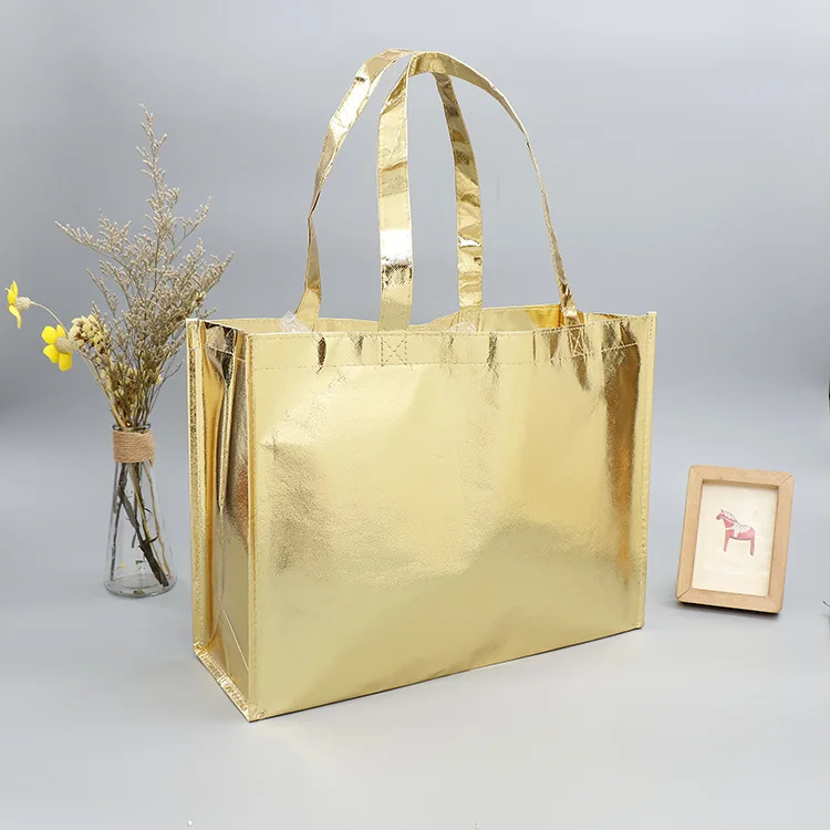 
Customized Laminated Metallic Non-Woven Tote Bag 
