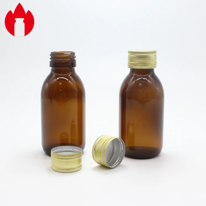 Amber Color Oral Solution Glass Bottle with DIN 28mm Thread Mouth