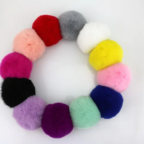 2017 New arrival rabbit fur pom poms 6cm wholesale fur pompons fluffy hairs for keyring shoes