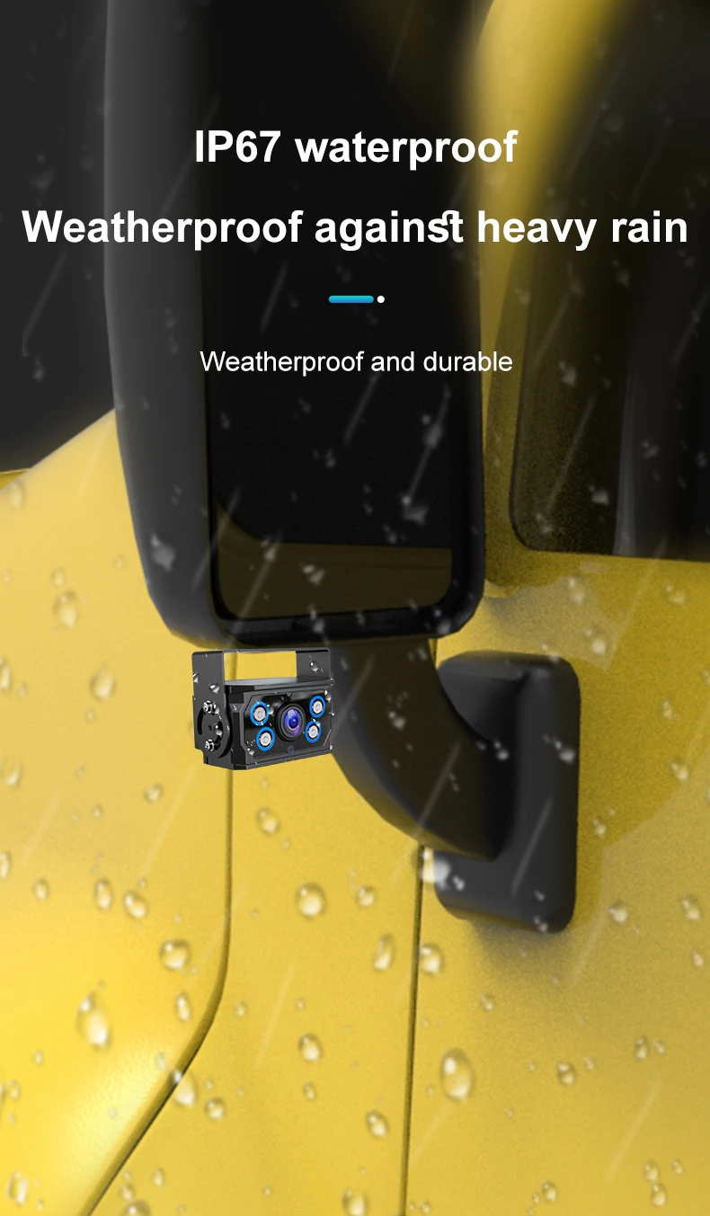 All-round Car Camera System DVR Recording 10.1 Inch Quad Split Monitor Siren Light BSD Alarm Truck Rear View Monitoring System