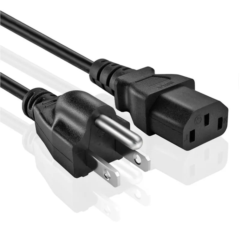 C13 C14 Free Sample Male to Female 3 Pin Copper Core US American Standard AC Power Cable Cord Length for Computer Home Appliance