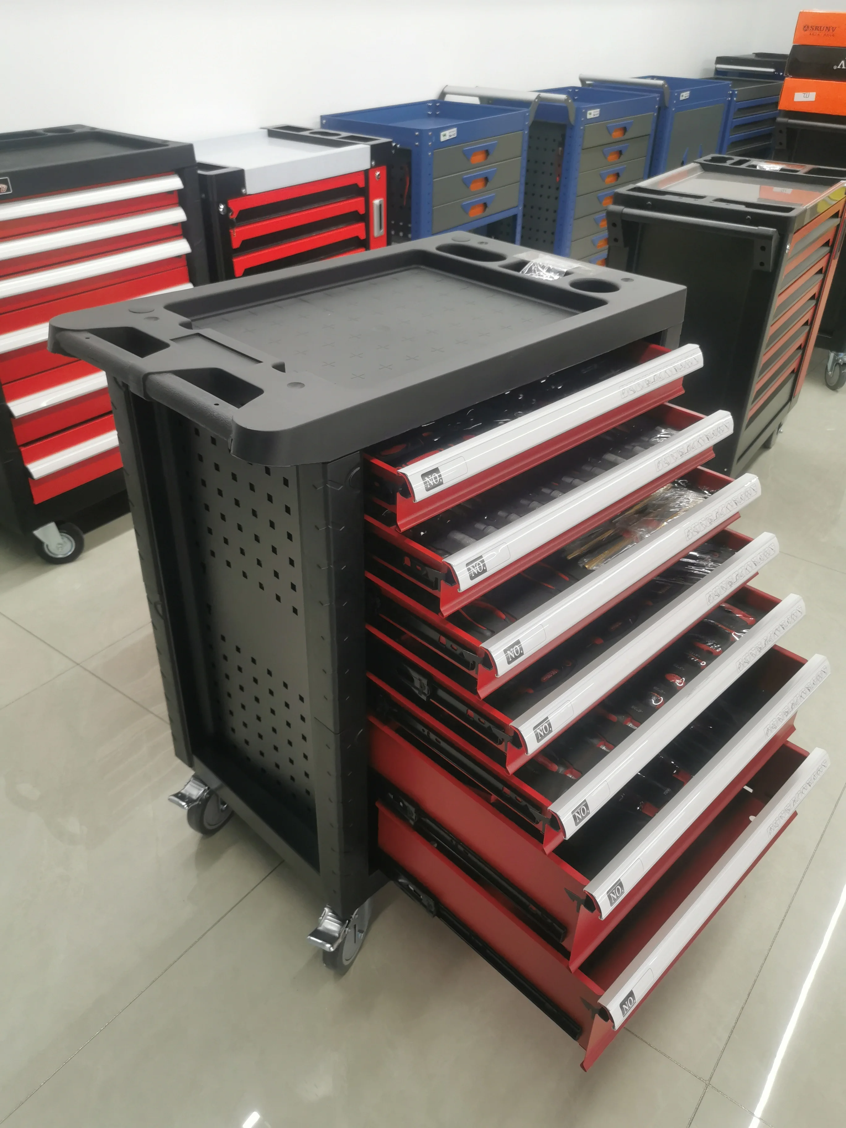 CE 7 Drawer 31' Rolling Tool Cart Heavy Duty Tool Chest With Mechanic 258 pcs Tool Sets For Repair Shop