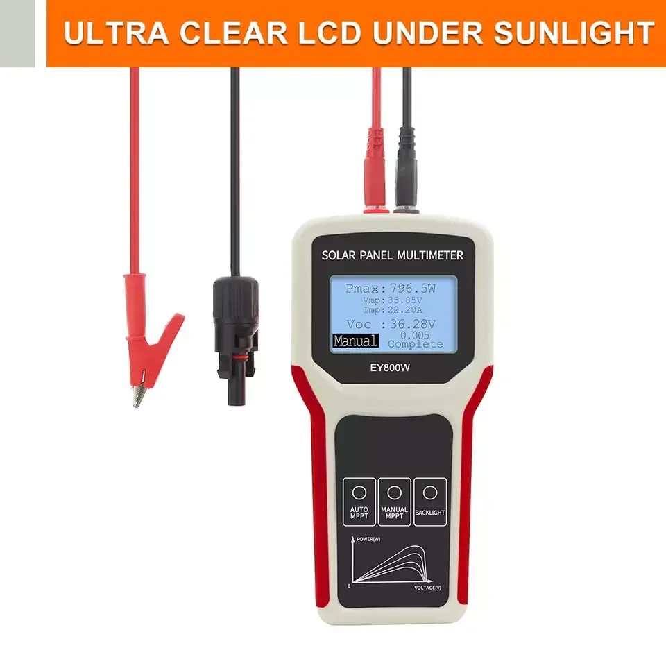 QJC EY800W LCD MPPT solar panel multimeter solar panel tester smart current tester voltage tester digital power meter VOC