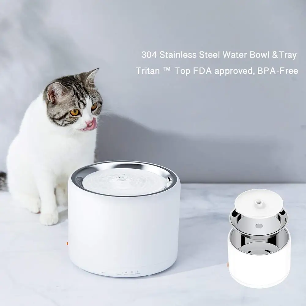 
PETKIT Battery Operated Smart Automatic Pet Cat Water Fountain with 304 Stainless Steel Bowl and tray 
