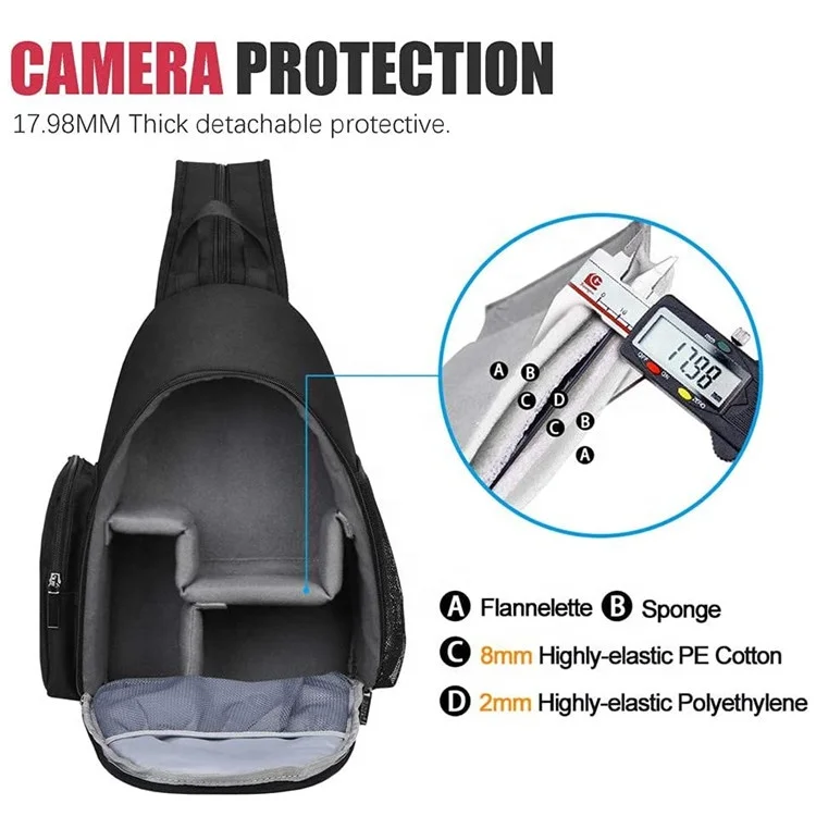 New Updated Large Capacity Camera Bag Waterproof Sports Sling Shoulder Backpack Phone Tablet Bag for Canon/iPad/ Apple/ Samsung