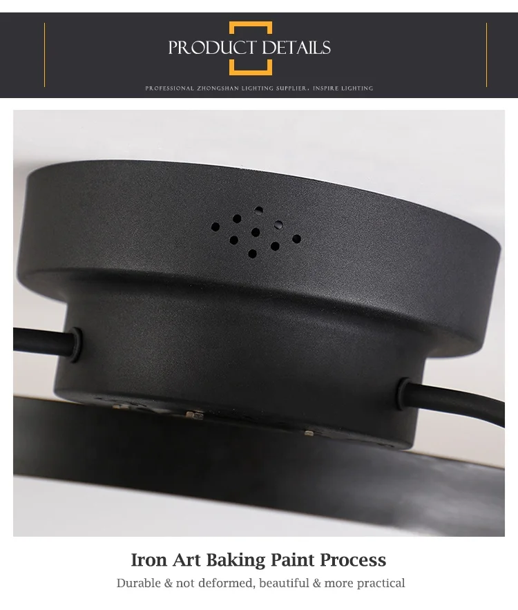 Living Room Bedroom LED Hanging Lamp Intelligent Remote Control Round Modern Black Led Ceiling Fans With Light