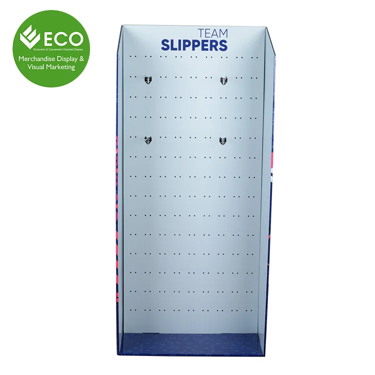 Customized Pop Cardboard Pegboard Hook Floor Slipper Display Stand