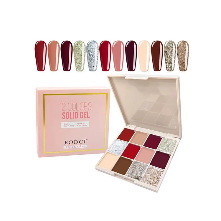 Nails Art Painting Pudding Mud Solid Gel 12 Colors Solid Nail Glue Cream Gel Polish Palette Nail Art