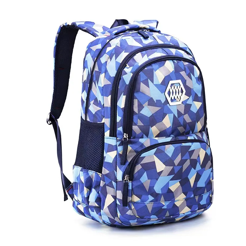 Large Capacity Three-Piece Set of Cartoon Geometric Pattern Schoolbag Junior High Backpack for Girls Primar