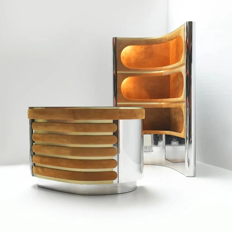 Designer Italian Light Luxury Triangular Wall Wine Cabinet Villa Family Luxury Art Wine Storage Cabinet Counter Cabinet