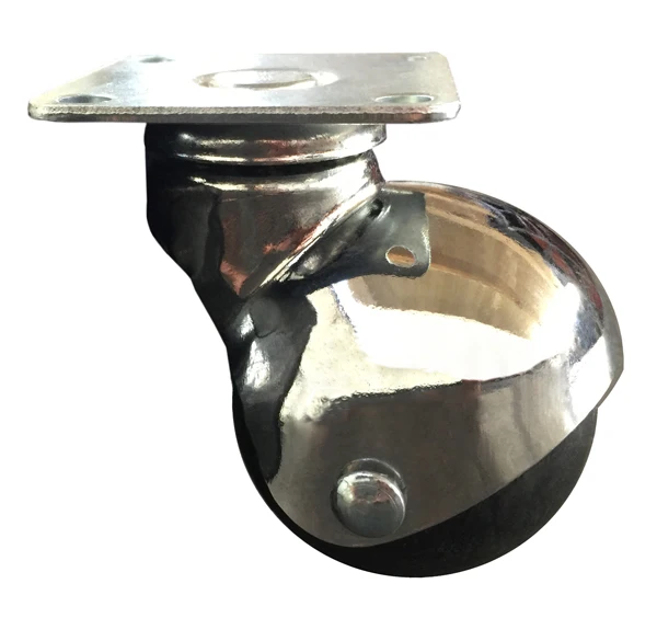 
RUBBER SPHERICAL BALL WHEELS WITH CHROMIUM PLATED TOP PLATE SWIVEL BRACKETS 