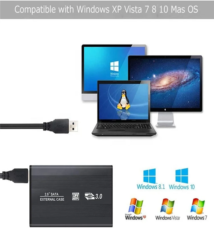 Корпус для внешнего жесткого диска USB 3 0 2 5 дюйма SATA HDD SSD Win 7 8 XP Vista Mac
