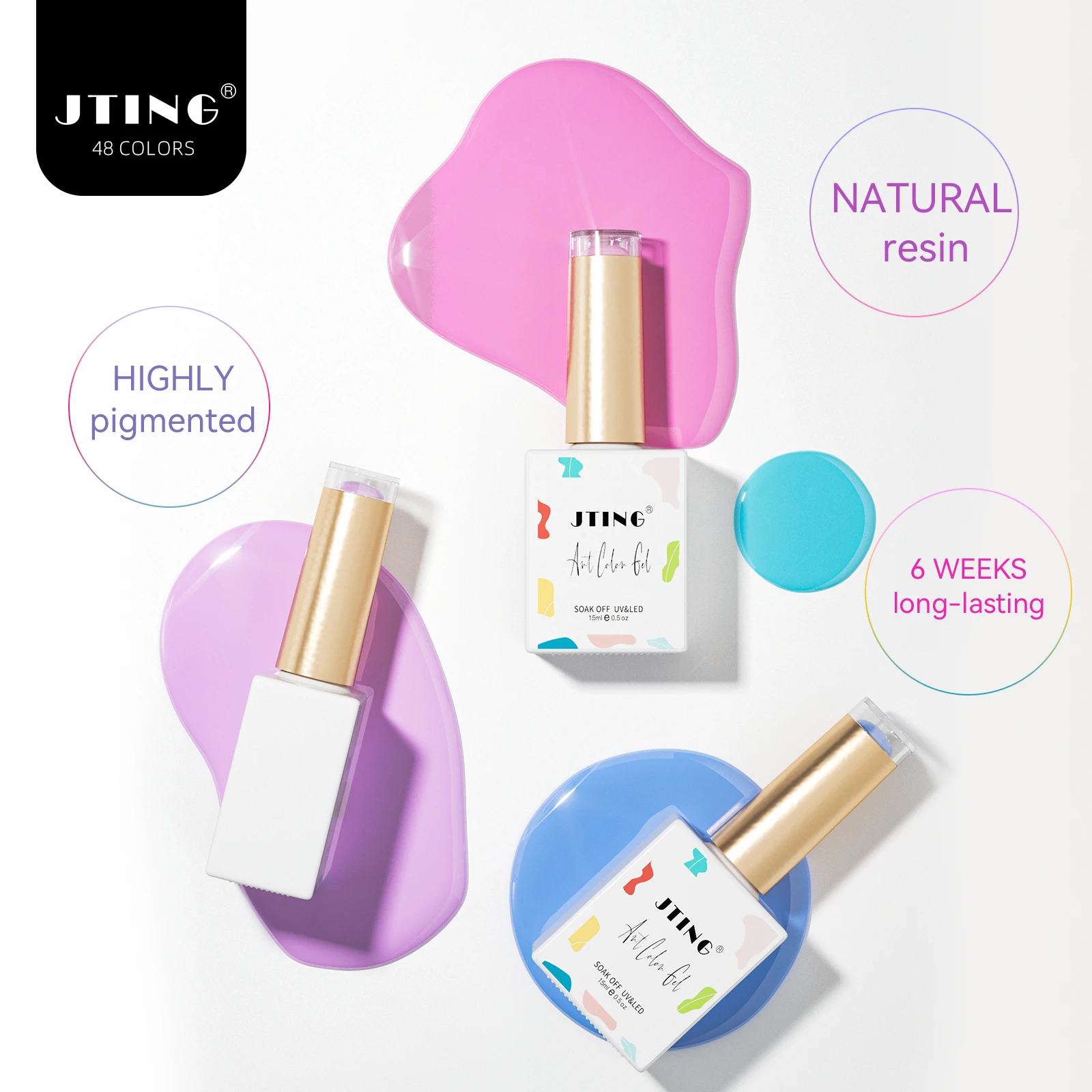 JTING Hot popular 60colors summer collection gel nail polish set box 15ml bottle free color book uv led nail gel polish kit