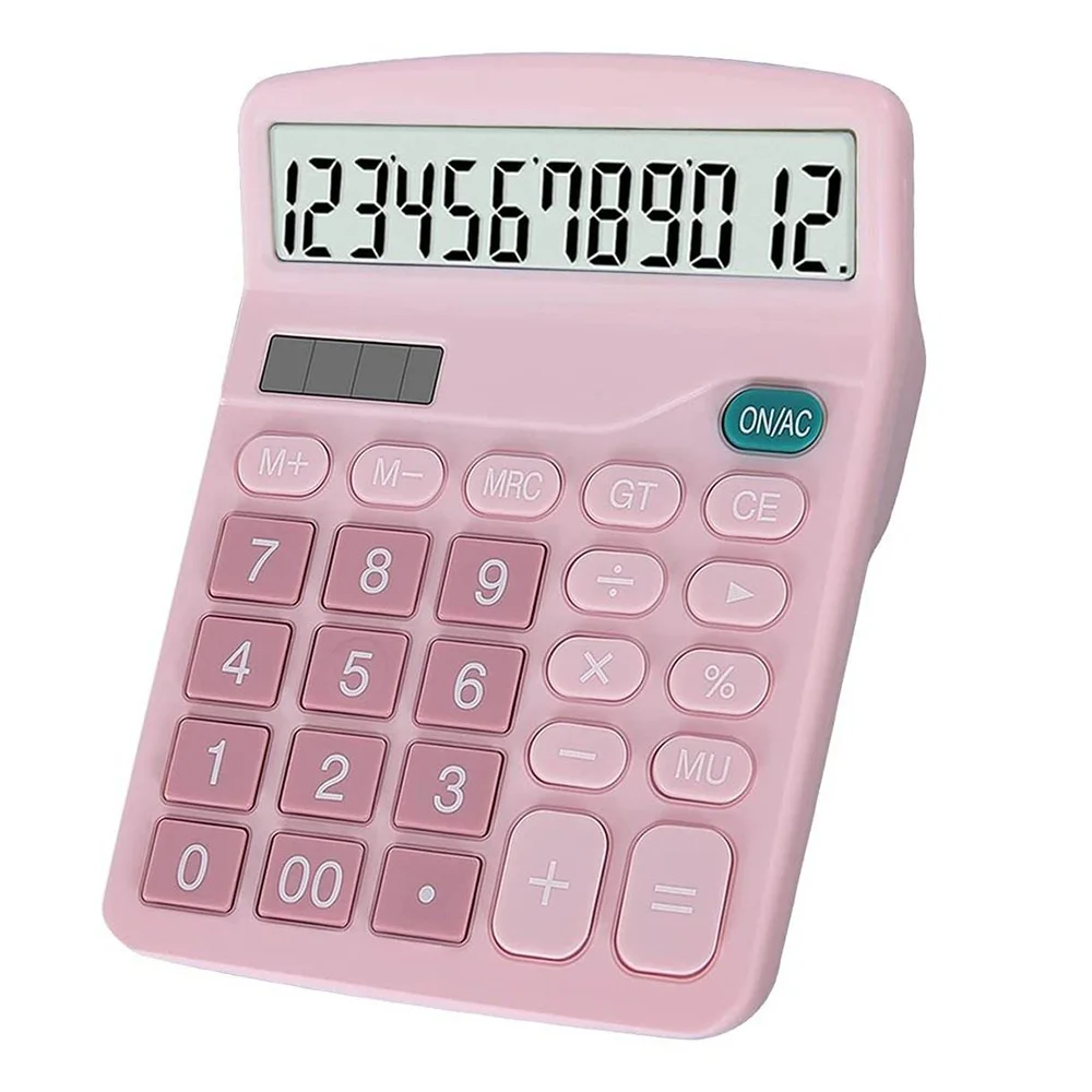 Customised Solar Battery 12-digit Big Number Electronic Desktop Standard Calculator with large LCD