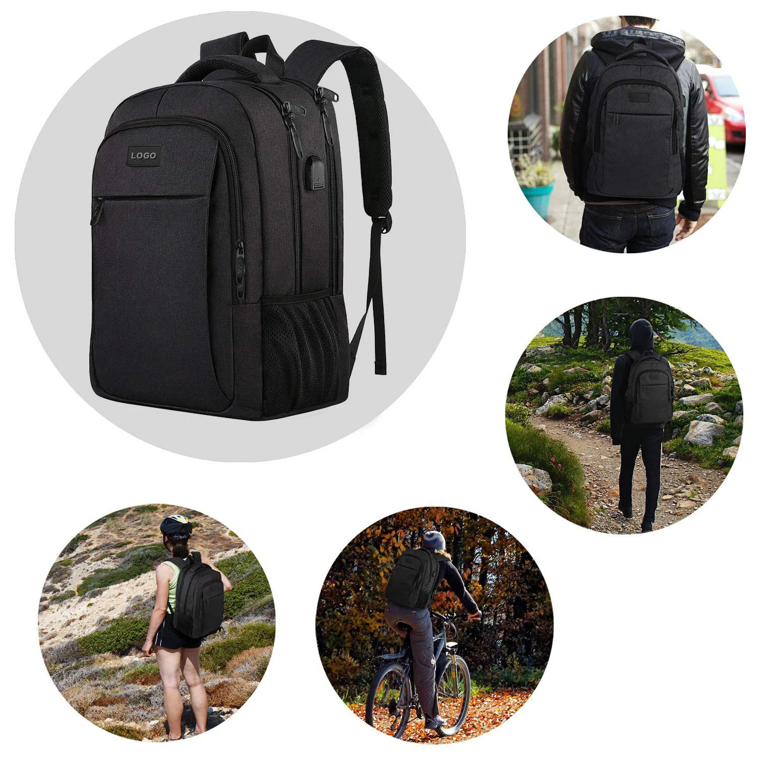 Hot sale nylon business backpack large capacity waterproof multi-funtional laptop backpack with USB port