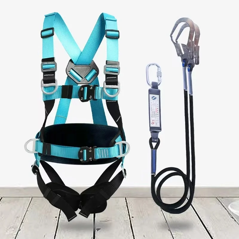 Simple Effective Safety Belt Double/single Hook Rope Lanyard  3 Hanging Point Full Body Safety Harness Belt