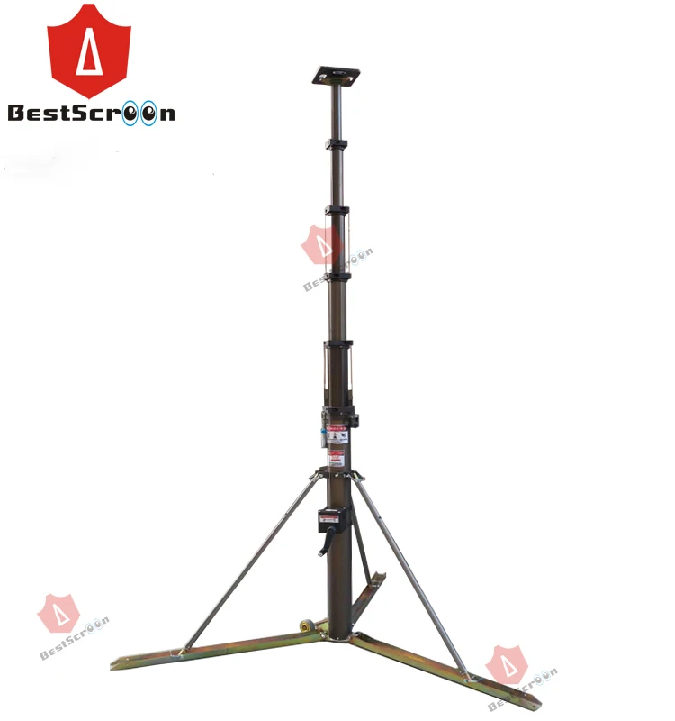 8m Mobile potable Manual handle winch telescopic mast for lighting Manual handle winch telescopic mast for antenna camera