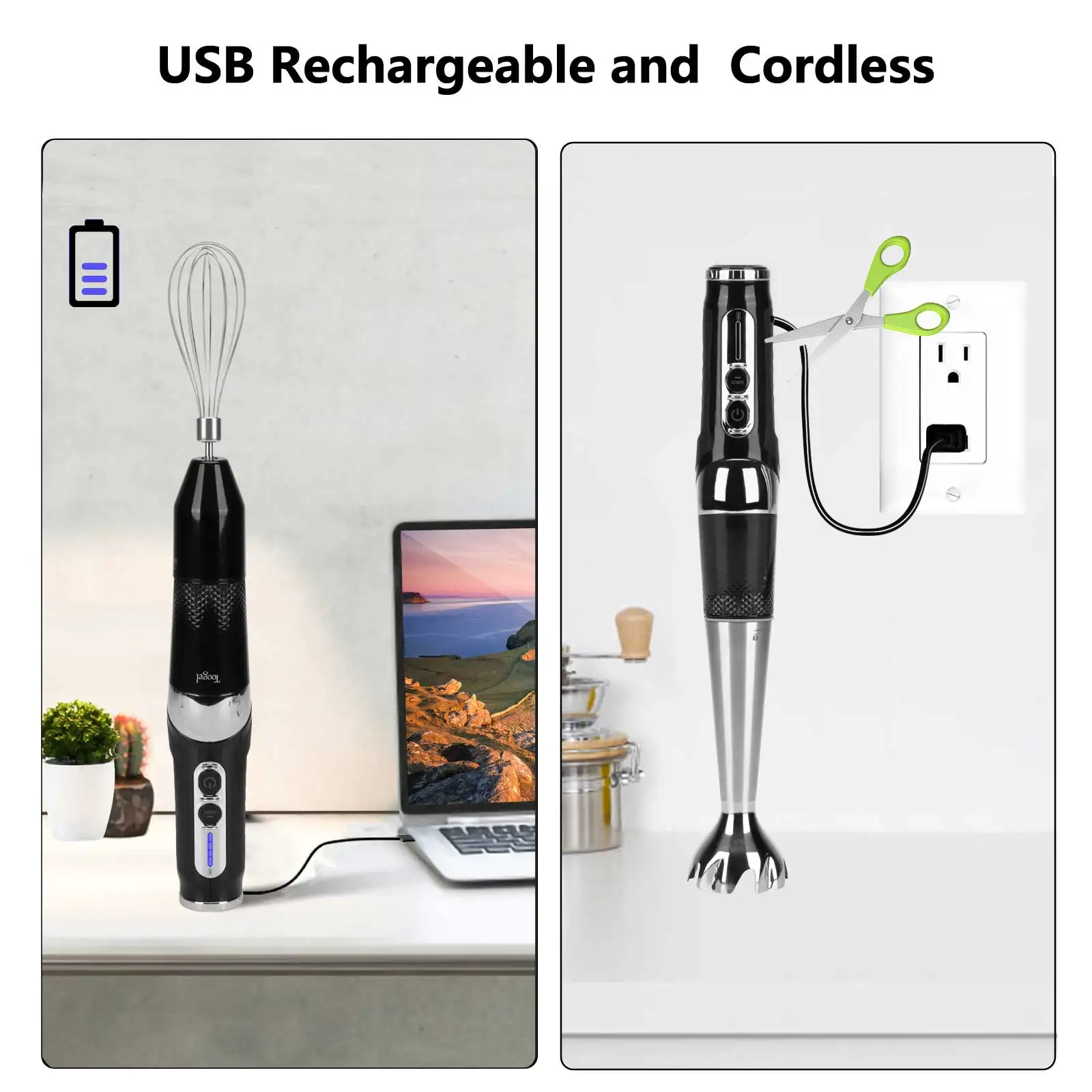 Professional Commercial Smoothie Hand Blender Set 4 in 1 Kitchen Juicer