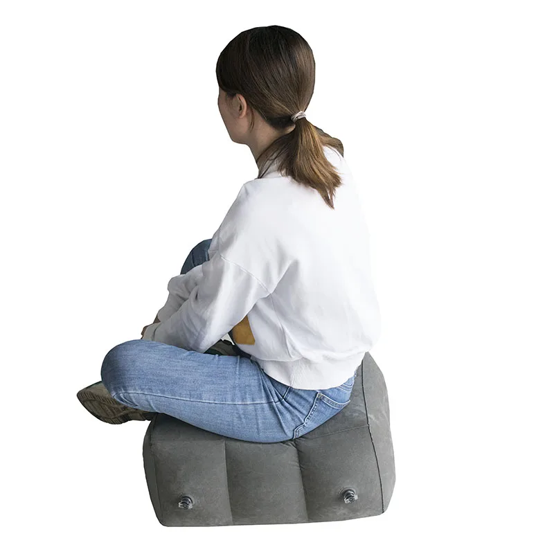 Best travel essentials Inflatable office foot rest 3 Layers Height adjustable foot pillow for Airplane Office Home Trains Cars