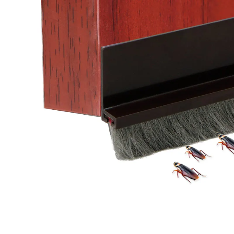 PVC Profile with PP Wool Pile Weather Strip Self Adhesive Door Bottom Sweep Under Door Seals M005