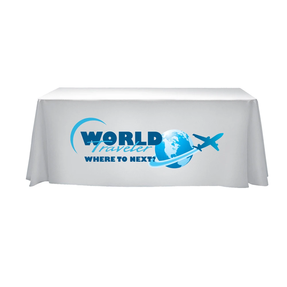 top quality free design custom logo printed stretch drape fitted tradeshow table cover