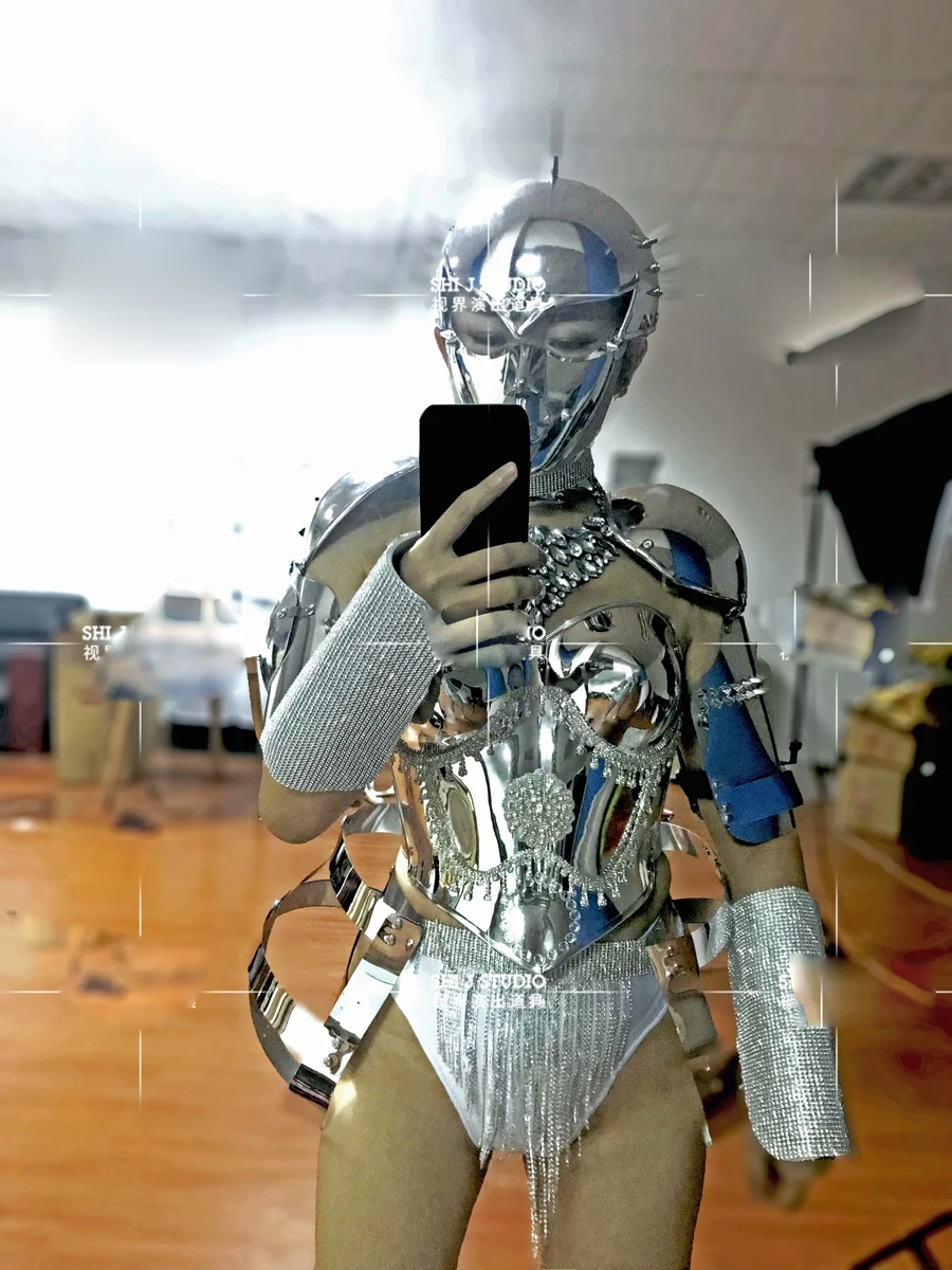 Карнавальный костюм gogo Future Technology для косплея танцевальный с зеркалом одежда бара ночного клуба выступления сценического
