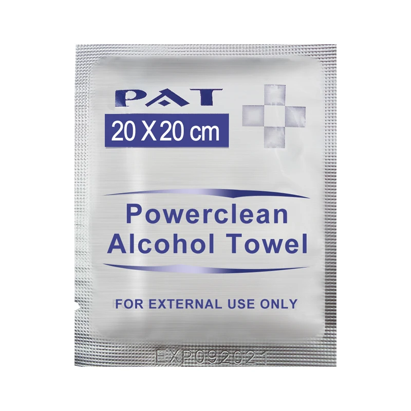 
Powerclean non-woven fabric 75% ethyl alcohol cleansing towelettes antiseptic portable alcohol towelette 