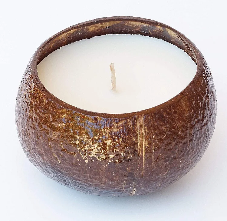 
Wholesale custom coconut shell bowl soy wax scented candles 