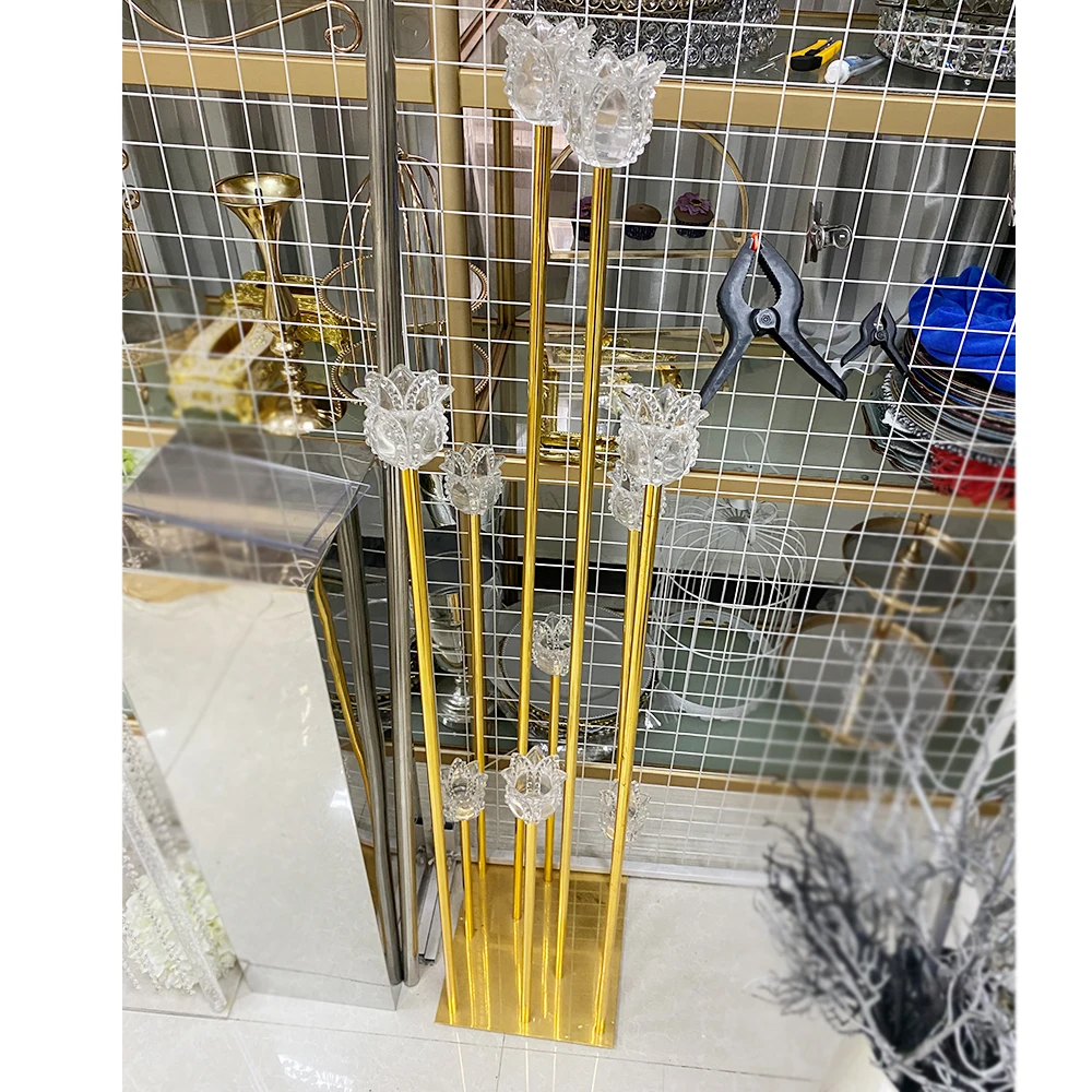 Simple wedding electroplating golden road lead outdoor wedding candlestick arrangement decorative street lamp