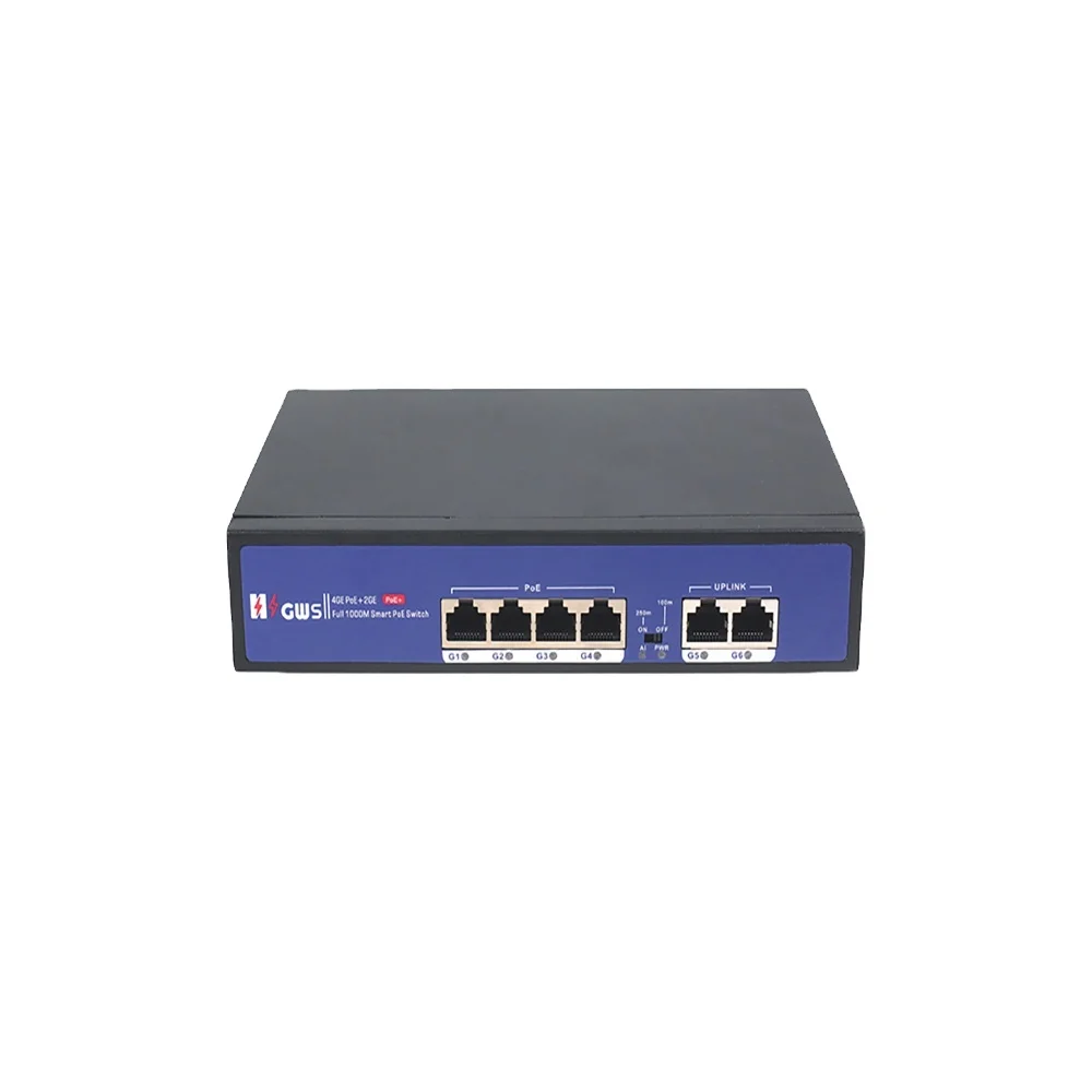 HZGWS 4*10/100/1000 POE Ports+2*10/100/1000 Uplink Ports Gigabit 6 Ports POE Switch