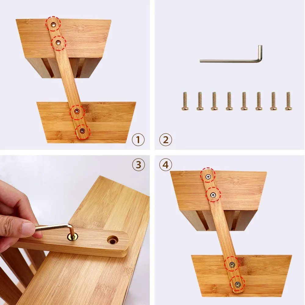  Best Seller 2-Tier Bamboo Bread Vegetable Fruit Basket Rack Stand Holder Bowl for Kitchen