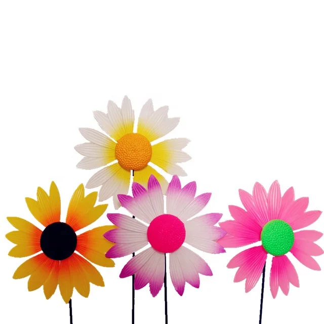 Osgoodway Newest design Garden Ornament Factory Price Plastic Flower windmill decor model sunflower toy for Garden decoration
