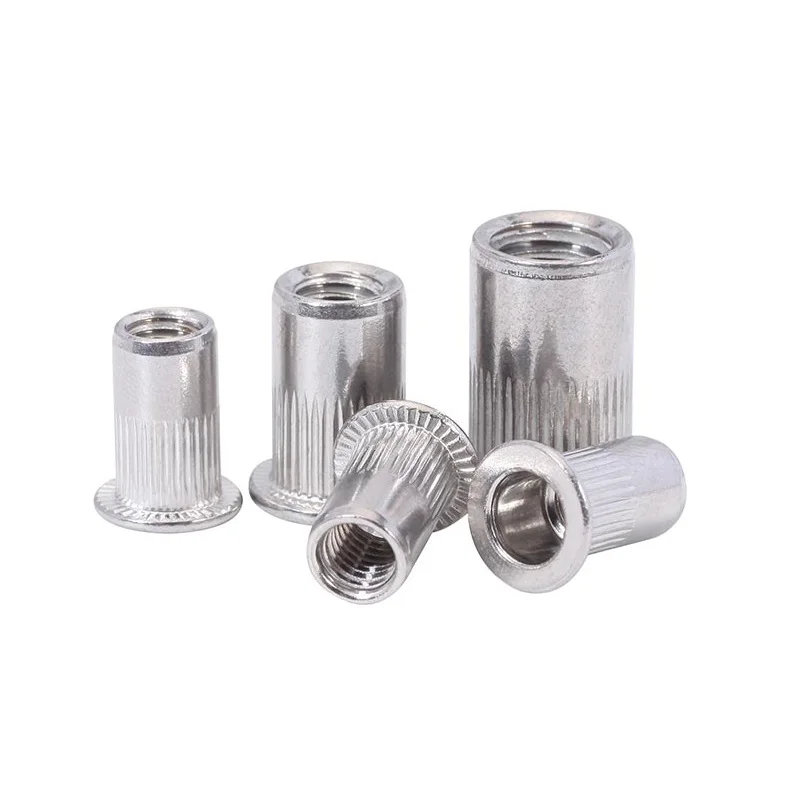 Rivet Nuts M6 M8 M10 8-18 Stainless Steel 304 M8 A2-70 Flat Head Thread Rivet Nutsert Cap Nuts Thread Rivetnut Blind Rivet Nut
