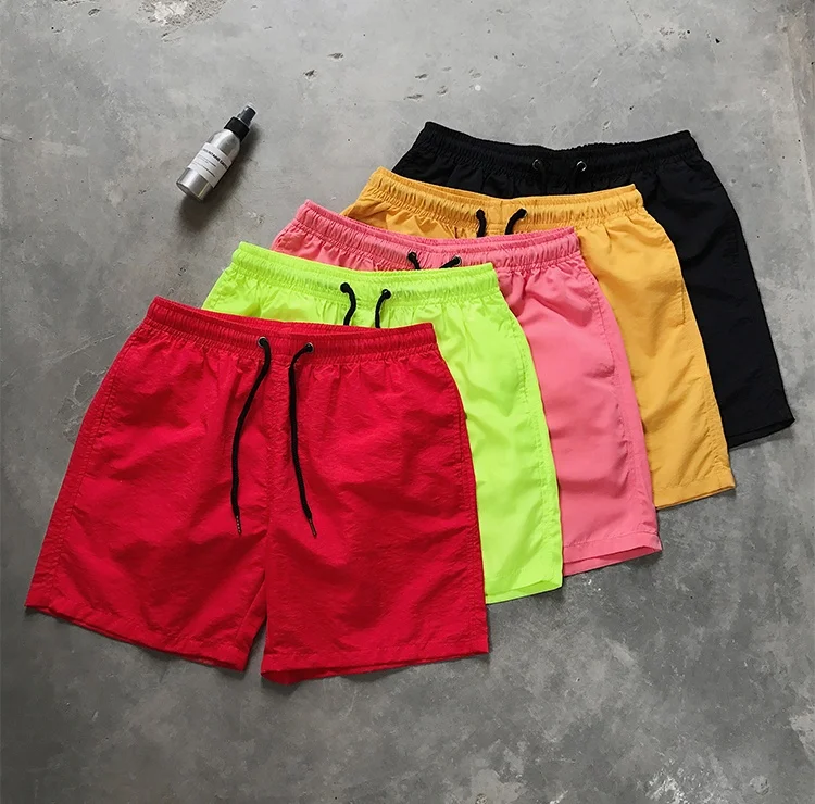 Customized Logo Men Summer Solid Color Beachwear Swim Trunks Wholesale Polyester Trunk Men's Swim Shorts 100% Polyester