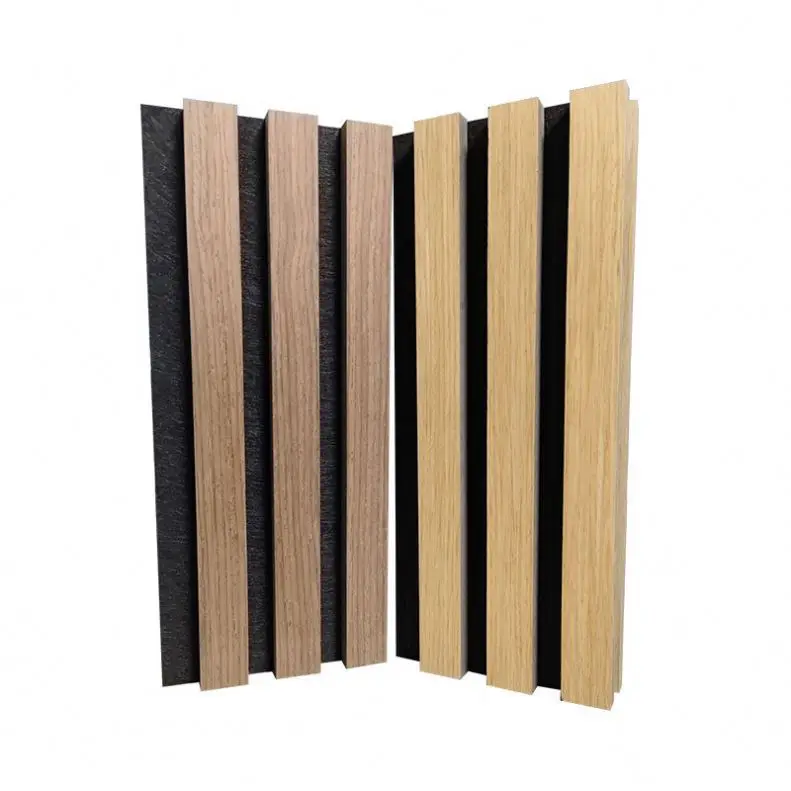 Wall Panel Led Wooden Slats Pet Strip for 3 Side Veneer Lighting Technical Wood Valnut Acoustic Black Akupanel