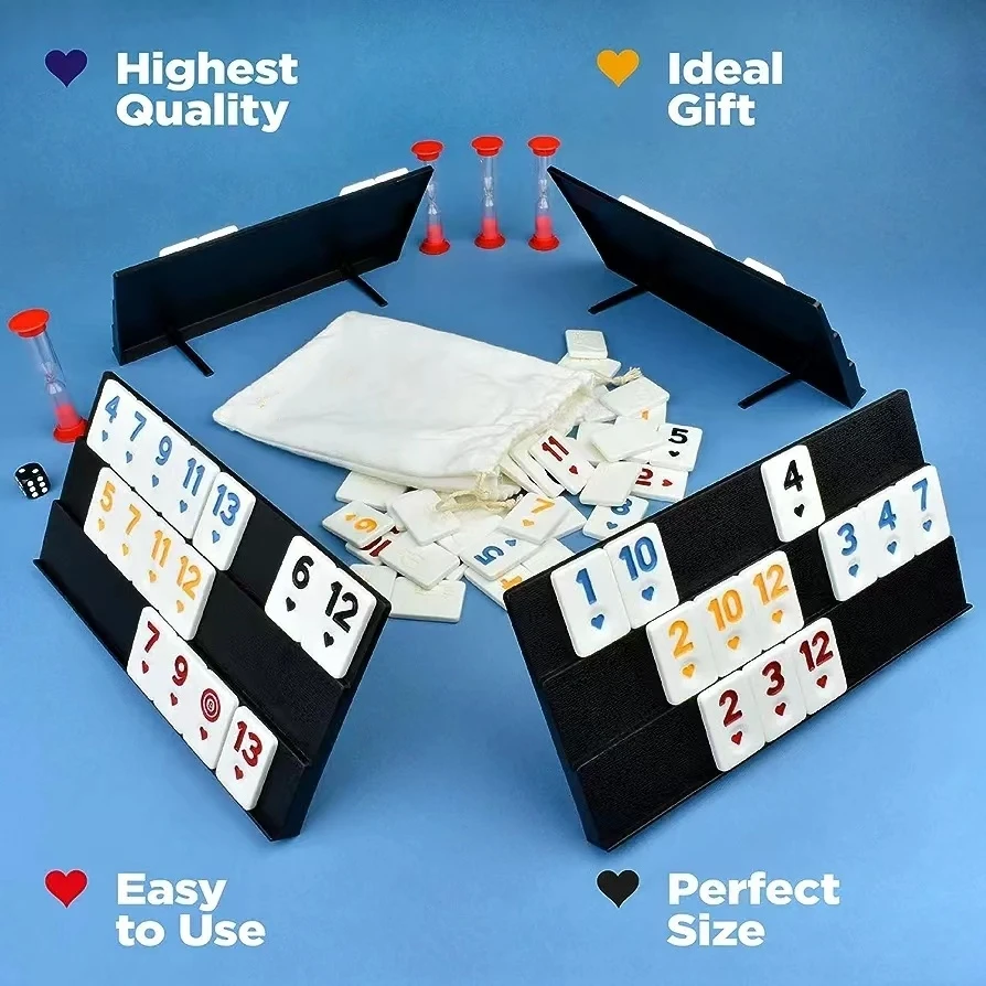 Customized design Rummy Board Game Set Support the customized logo on the back of rummy in a box