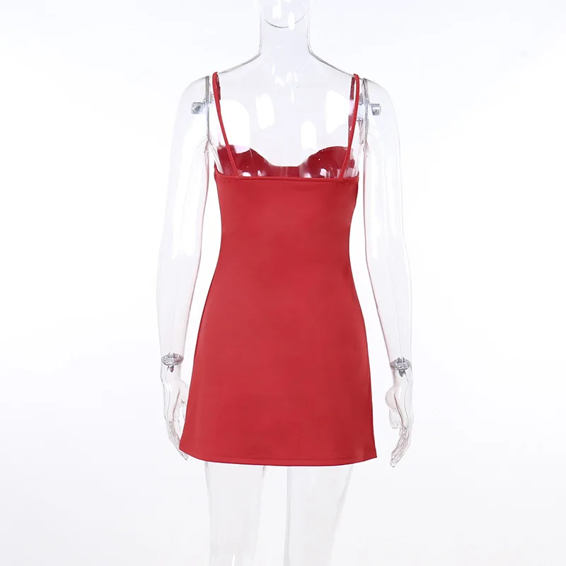 2024 New Trends Hot Bodycon Women Fashion Clothing Designers Factory Oem Custom Red Mini Dress